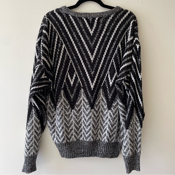 Vintage Barnaby Black & White Grandpa Sweater Size L - Picture 5 of 5